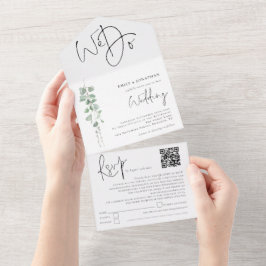Elegant Eucalyptus We Do QR Code Wedding All In One Einladung