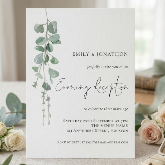 Elegant Eucalyptus Wedding Abend Empfang Einladung