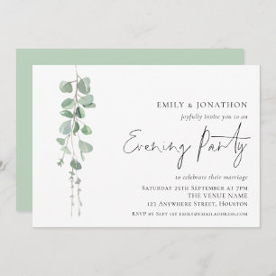 Elegant Eucalyptus Wedding Abend Party Einladung