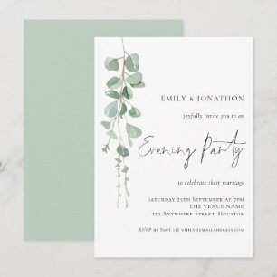 Elegant Eucalyptus Wedding Abend Party Einladung