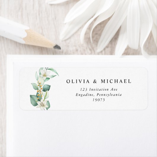 Elegant Eucalyptus Wedding Address Label (Insitu)