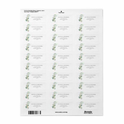 Elegant Eucalyptus Wedding Address Label (Vorne)