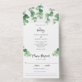 Elegant Eucalyptus Wedding Botanical Greenerenerit All In One Einladung (Innen Boden)