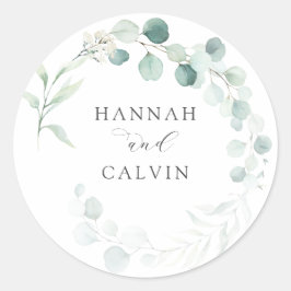 Elegant Eucalyptus Wedding Classic Round Sticker