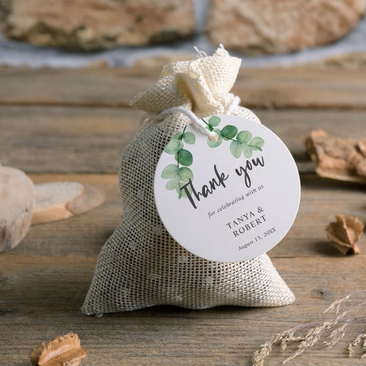 Elegant Eucalyptus Wedding Danke Kalligraphie Geschenkanhänger