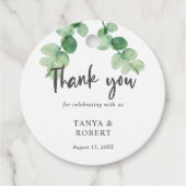 Elegant Eucalyptus Wedding Danke Kalligraphie Geschenkanhänger (Vorderseite)