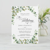 Elegant Eucalyptus Wedding Einladung (Stehend Vorderseite)
