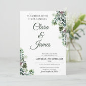 Elegant Eucalyptus Wedding Einladung (Stehend Vorderseite)