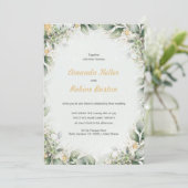 Elegant Eucalyptus Wedding Einladung (Stehend Vorderseite)