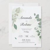 Elegant Eucalyptus Wedding Einladung (Vorderseite)
