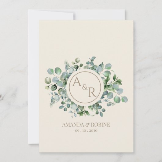 Elegant Eucalyptus Wedding Einladung (Vorderseite)
