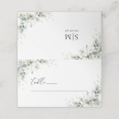 Elegant Eucalyptus Wedding Folded Place Cards Platzkarte (Außenseite Aufgefaltet)