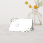 Elegant Eucalyptus Wedding Folded Place Cards Platzkarte (Rückseite)