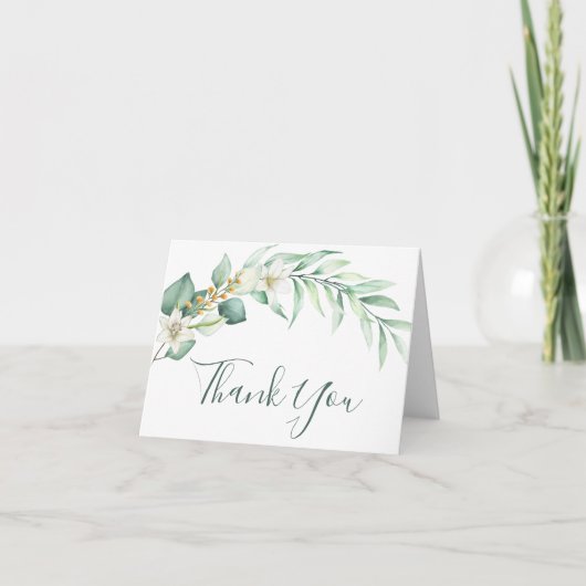 Elegant Eucalyptus Wedding Foliage Dankeschön Kart Dankeskarte (Vorderseite)