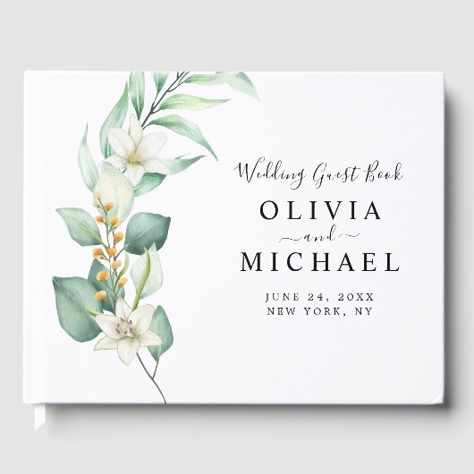 Elegant Eucalyptus Wedding Gästebuch (Vorderseite)