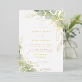 Elegant Eucalyptus Wedding Gold Folieneinladung