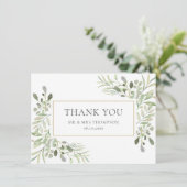 Elegant Eucalyptus Wedding Greenery Vielen Dank Dankeskarte (Stehend Vorderseite)