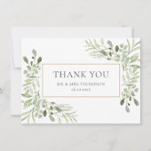 Elegant Eucalyptus Wedding Greenery Vielen Dank Dankeskarte (Vorderseite)