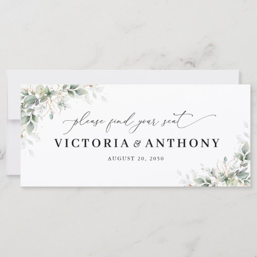 Elegant Eucalyptus Wedding Head Table Sign (Vorderseite)