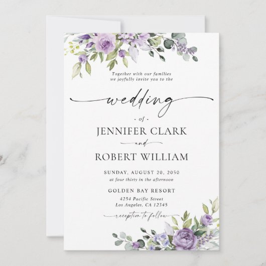 Elegant Eucalyptus Wedding Invitation Einladung (Vorderseite)