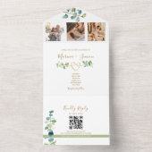 Elegant Eucalyptus Wedding Invitation with QR Code All In One Einladung (Innen Boden)