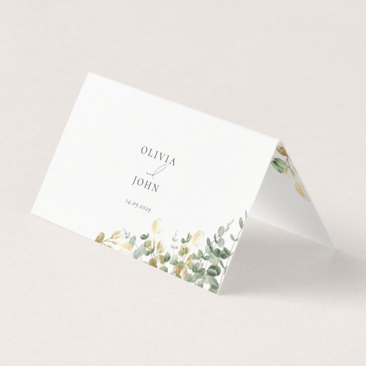 Elegant Eucalyptus Wedding Platzkarten (Rückseite)