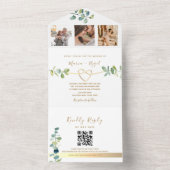 Elegant Eucalyptus Wedding QR Code All In One Einladung (Innen Boden)