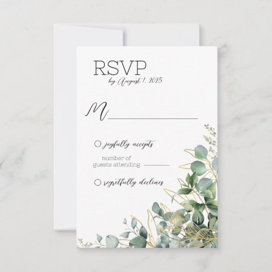 Elegant Eucalyptus Wedding RSVP Card Karte (Vorderseite)