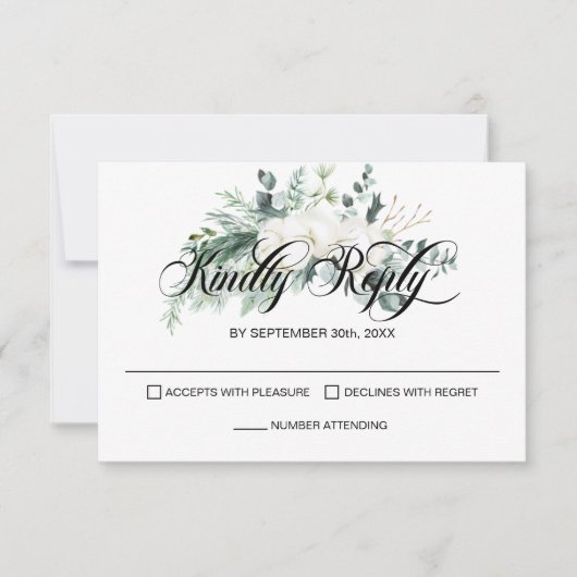 Elegant Eucalyptus Wedding RSVP Karte (Vorderseite)