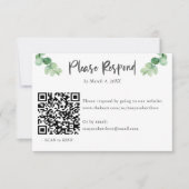 Elegant Eucalyptus wedding RSVP QR Code Online Karte (Vorderseite)