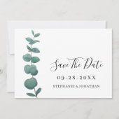 Elegant Eucalyptus Wedding Save the Date Einladung (Vorderseite)