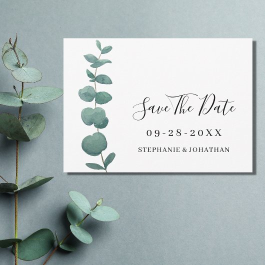 Elegant Eucalyptus Wedding Save the Date Einladung