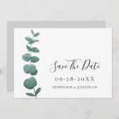 Elegant Eucalyptus Wedding Save the Date Einladung (Vorne/Hinten)