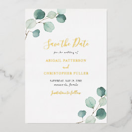 Elegant Eucalyptus Wedding Save the Date Folieneinladung