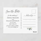 Elegant Eucalyptus Wedding Save the Date Postkarte (Rückseite)