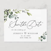 Elegant Eucalyptus Wedding Save the Date QR code Postkarte (Vorderseite)