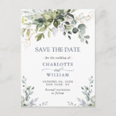 Elegant Eucalyptus Wedding Save the Date QR code Postkarte (Vorderseite)