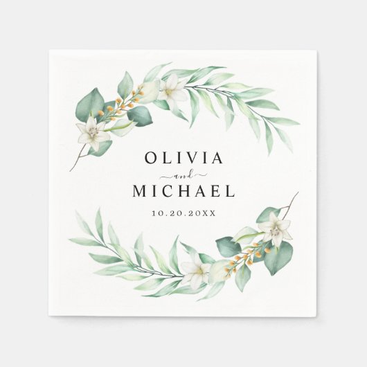 Elegant Eucalyptus Wedding Serviette (Vorderseite)