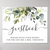 Elegant Eucalyptus Wedding Sign Unser Gästebuch (Vorne)