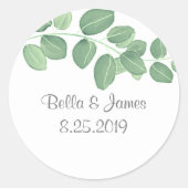 Elegant Eucalyptus Wedding Stickers (Vorderseite)