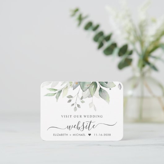Elegant Eucalyptus Wedding Website QR Code Begleitkarte (Stehend Vorderseite)