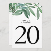 Elegant Eucalyptus Wedding White Tischnummer (Vorne/Hinten)