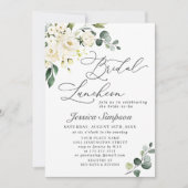 Elegant Eucalyptus White Roses Bridal Luncheon Einladung (Vorderseite)