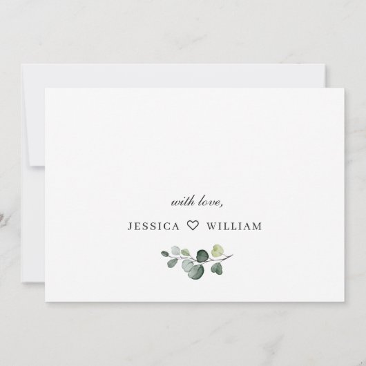 Elegant Eucalyptus White Roses Bridal Luncheon Einladung (Rückseite)