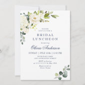 Elegant Eucalyptus White Roses BRIDAL LUNCHEON Einladung (Vorderseite)