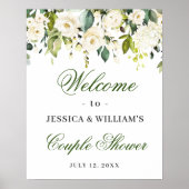 Elegant Eucalyptus White Roses Couples Dusche Poster (Vorne)