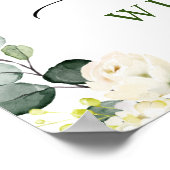 Elegant Eucalyptus White Roses Couples Dusche Poster (Ecke)