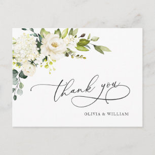 Elegant Eucalyptus White Roses Floral Vielen Dank Postkarte