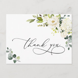 Elegant Eucalyptus White Roses Floral Vielen Dank Postkarte