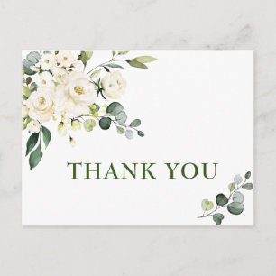 Elegant Eucalyptus White Roses Floral Vielen Dank Postkarte